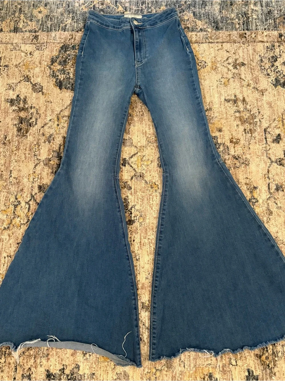 Free People Just Float On Flare Bell Bottom Jeans Blue High Rise Size 24